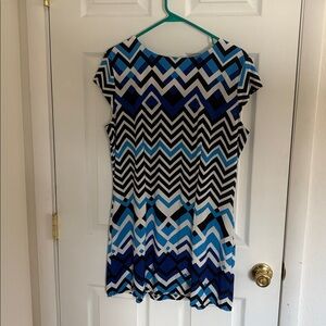 Liz Claiborne Blue and Black Geometric Mini Dress